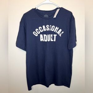 Occasional Adult Navy Blue Unisex Novelty Tshirt Short Sleeve Size L NWT Funny